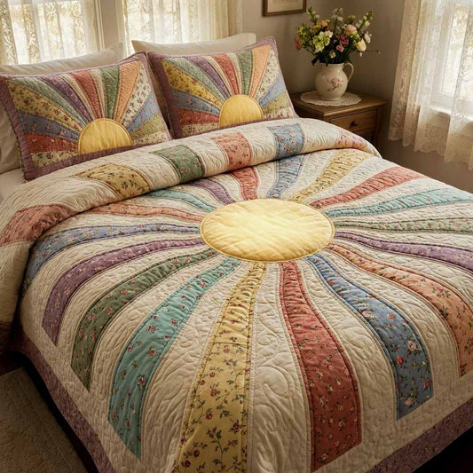 Pastel Sunrise 3-Piece Quilted Bedding Set NCU0NXD1717