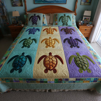 Pastel Turtle Squares Quilted Blanket NCU0LDH795