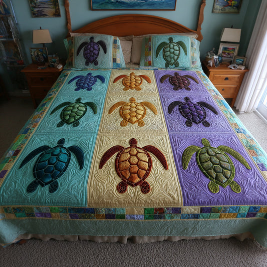 Pastel Turtle Squares Quilted Blanket NCU0LDH795