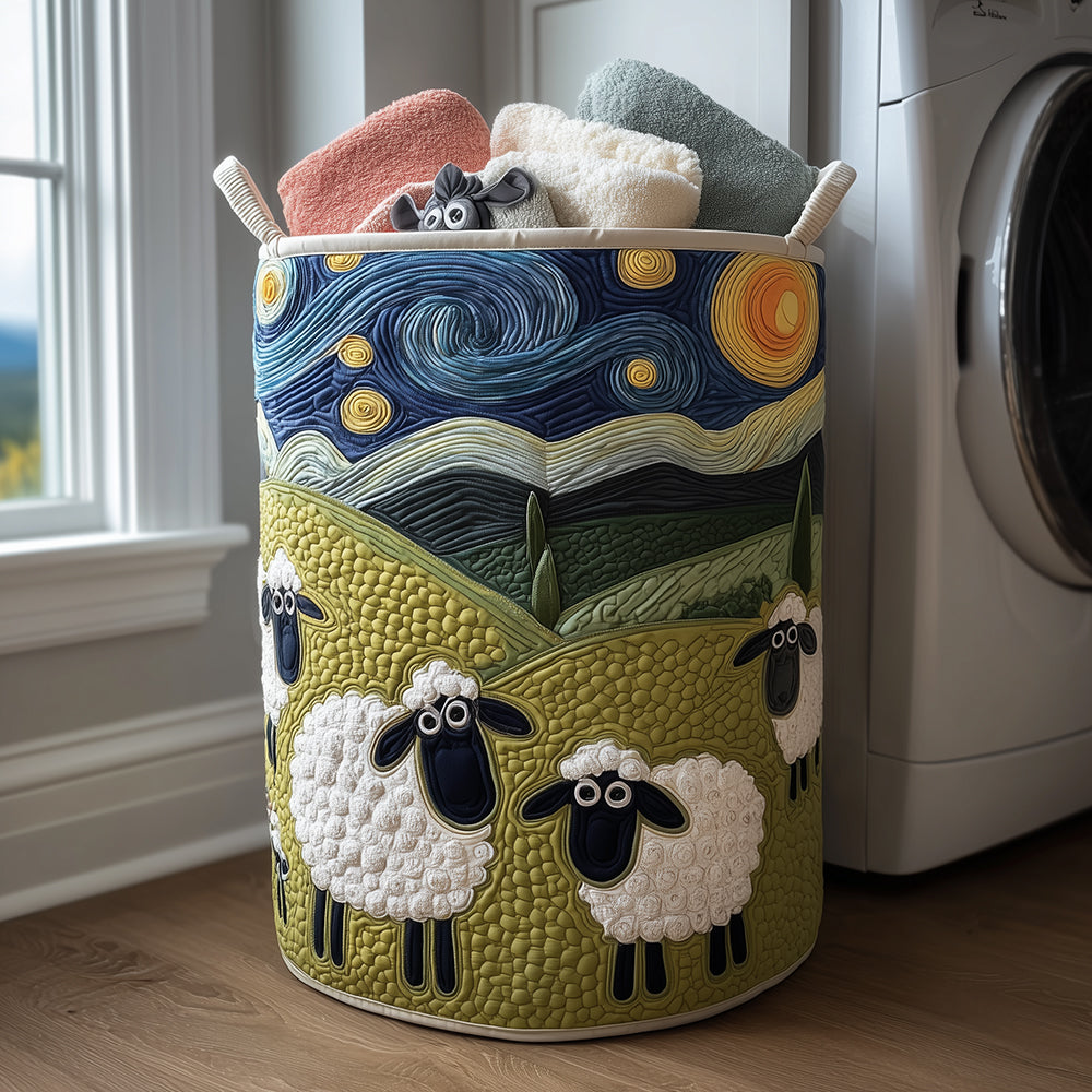 Pasture Sheep Quilted Laundry Basket NCU0TH3025