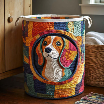 Patchwork Beagle Quilted Laundry Basket NCU0NXD172