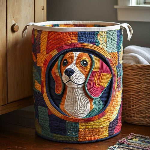 Patchwork Beagle Quilted Laundry Basket NCU0NXD172