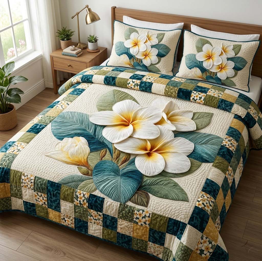 Patchwork Bloom 3-Piece Quilted Bedding Set NCU0DQQ0847