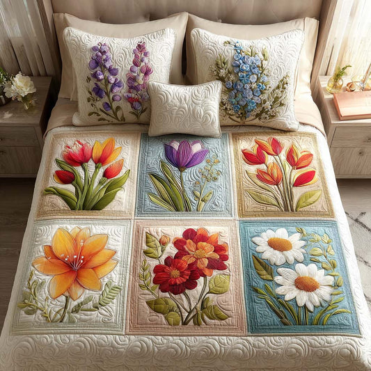 Patchwork Bloom 3-Piece Quited Bedding Set NCU0NNT863