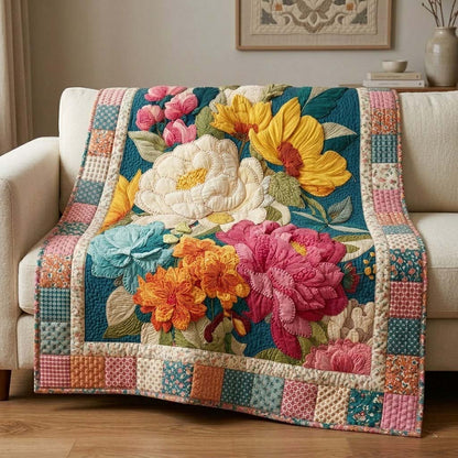 Patchwork Bouquet Quilted Blanket NCU0DQQ0551