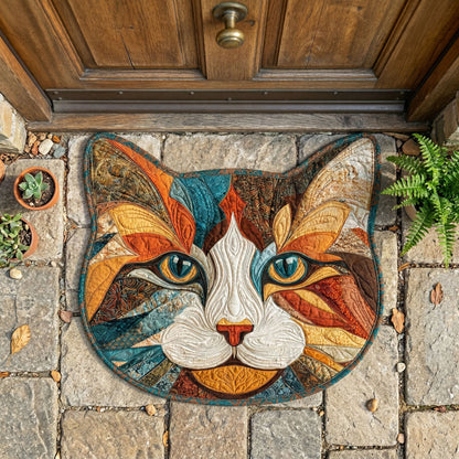 Patchwork Cat Custom Shape Doormat NCU0NNT3095