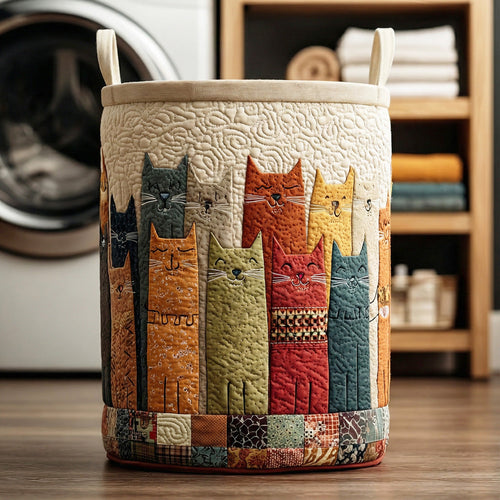 Patchwork Cats Quilted Laundry Basket NCU0LDH087
