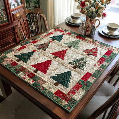 Patchwork Christmas Trees Quilted Table Topper NCU0NNT1527