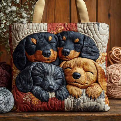 Patchwork Cozy Dachshunds Quilted Tote Bag NCU0LDH110