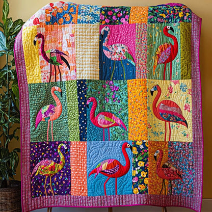 Patchwork Flamingos Quilted Blanket NCU0NNT1817