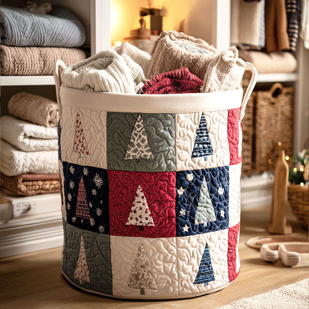 Patchwork Forest Squares Quilted Laundry Basket NCU0NTV123