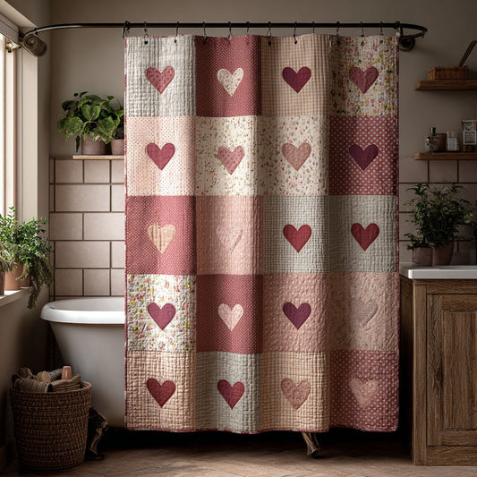 Patchwork Hearts Shower Curtain NCU0DDK2511