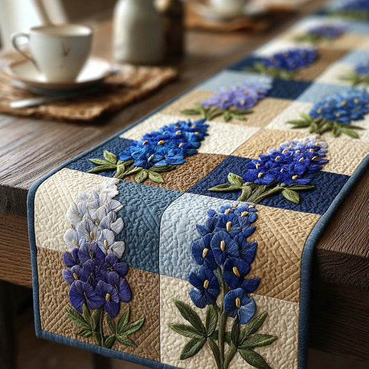 Patchwork Prairie Bluebonnet Quilted Table Runner NCU0LDH093