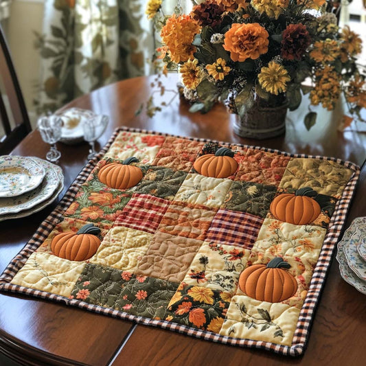 Patchwork Pumpkin Touch Quilted Table Topper NCU0NNT991