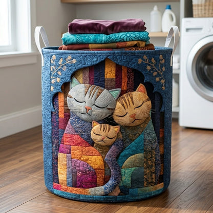 Patchwork Purrs Quilted Laundry Basket NCU0PVL830