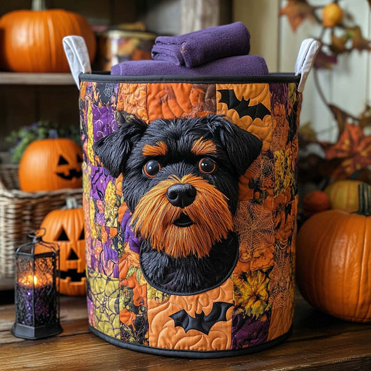 Patchwork Schnauzer Quilted Laundry Basket NCU0NXD300
