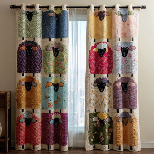 Patchwork Sheep Quilted Curtains NCU0DDK2580