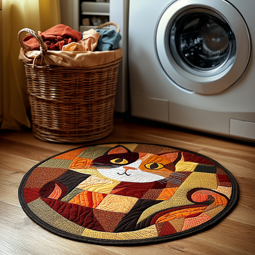 Patchy Cat Quilted Round Mat NCU0DDK756