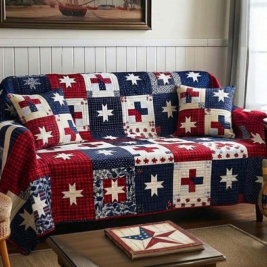 Patriot Block Quilted Sofa Cover NCU0DQQ0452