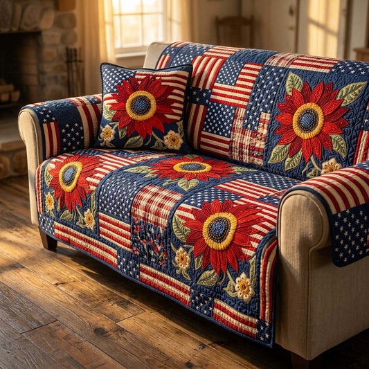 Patriot Bloom Quilted Sofa Cover NCU0DQQ0798