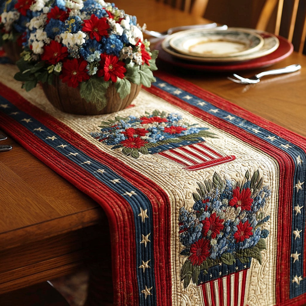 Patriot Blossom Quilted Table Runner NCU0NTD1750