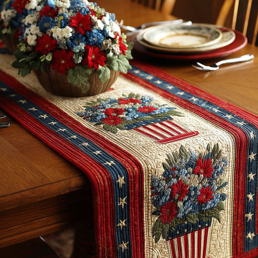 Patriot Blossom Quilted Table Runner NCU0NTD1750