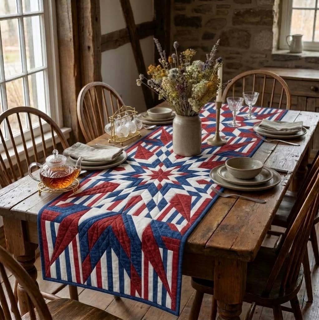 Patriot Burst Quilted Table Runner NCU0DQQ0645