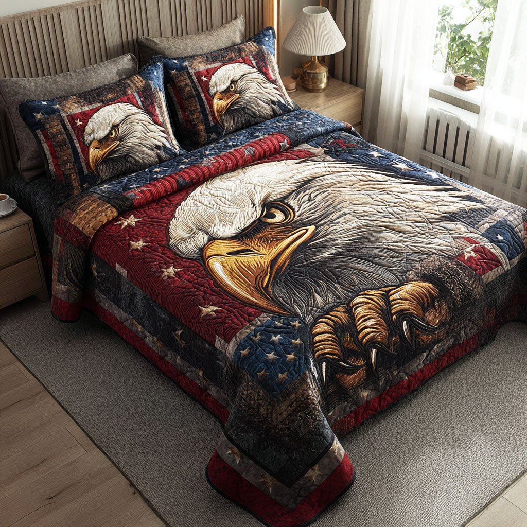 Patriot Eagle 3-Piece Quilted Bedding Set NCU0NTD1755