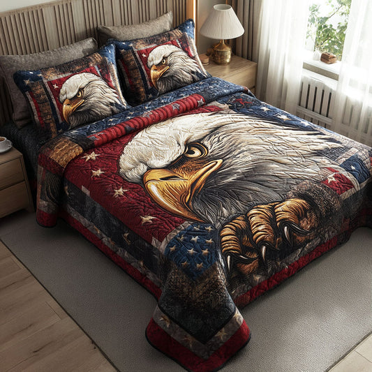 Patriot Eagle 3-Piece Quilted Bedding Set NCU0NTD1755