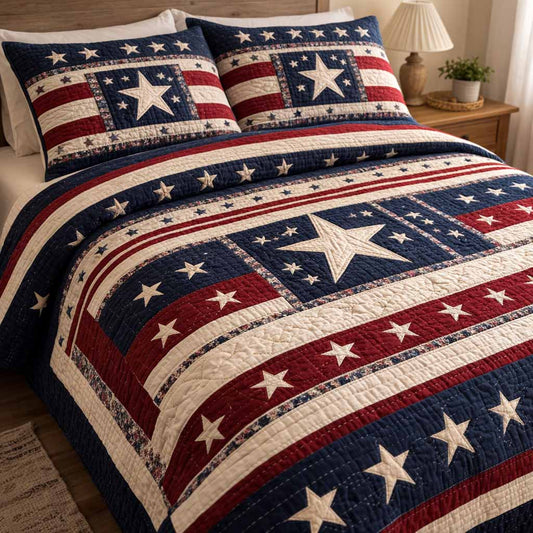 Patriot Field 3-Piece Quilted Bedding Set NCU0NXD1655