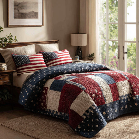 Patriot Flag Haven 3-Piece Quilted Bedding Set NCU0PVL841