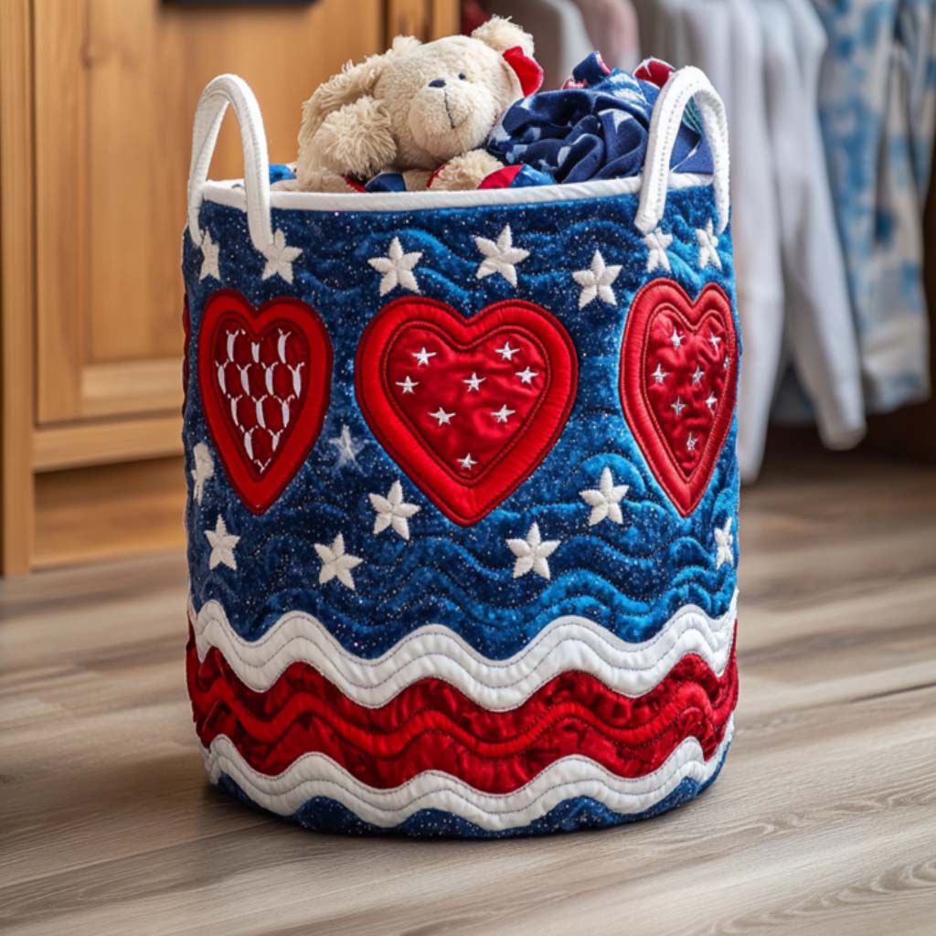 Patriot Heart Quilted Laundry Basket NCU0NNT1553