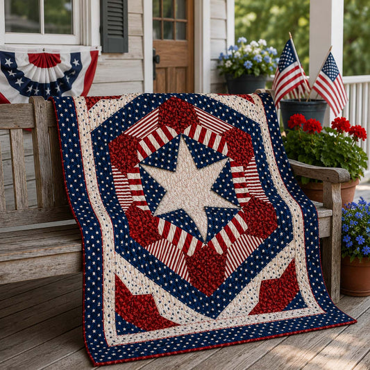Patriot Heart Star Quilted Blanket NCU0DQQ0902