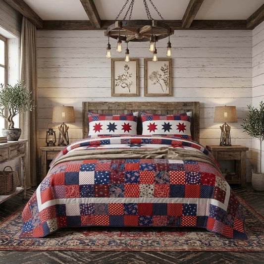 Patriot Patch 3-Piece Quilted Bedding Set NCU0DQQ0619
