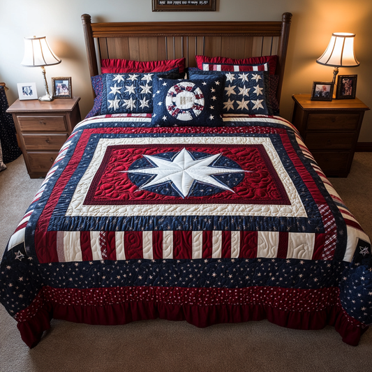 Patriot Patch 3-Piece Quilted Bedding Set NCU0NVH897