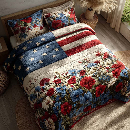 Patriot Petals 3-Piece Quilted Bedding Set NCU0DQQ0332