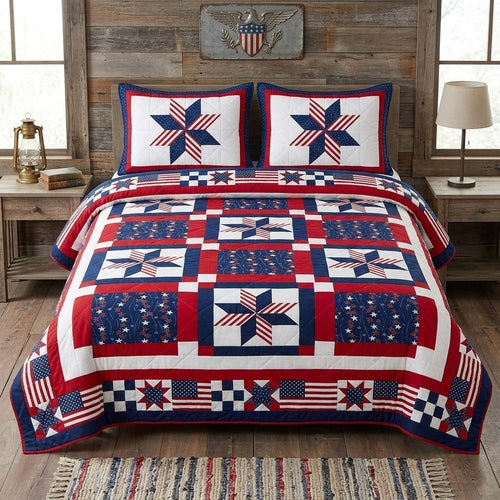 Patriot Pinwheel 3-Piece Quilted Bedding Set NCU0DQQ0630