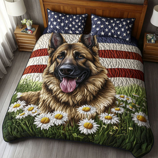 Patriot Pup 3-Piece Quilted Bedding Set NCU0PTT447