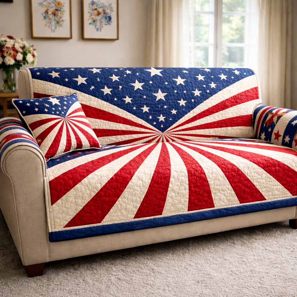 Patriot Rays Quilted Sofa Cover NCU0NXD1637