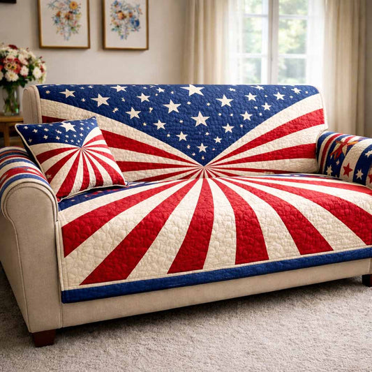 Patriot Rays Quilted Sofa Cover NCU0NXD1637