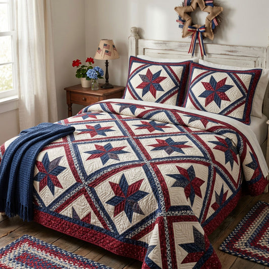 Patriot Star 3-Piece Quilted Bedding Set NCU0NTD1764