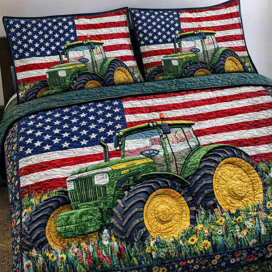 Patriot Tractor 3-Piece Quilted Bedding Set NCU0NXD1683