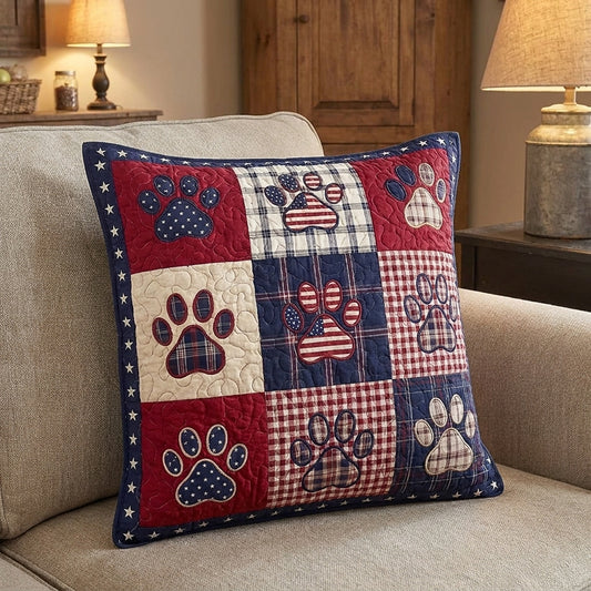Patriotic Pawprint Quilted Pillow Case NCU0NTV1065