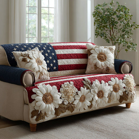 Patriotic Blossoms Quilted Sofa Cover NCU0NNL164