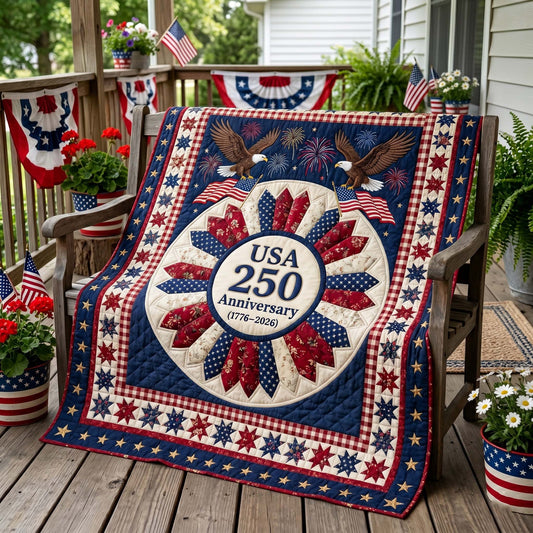 Patriotic Eagle Horizon Quilted Blanket NCU0HNH1054