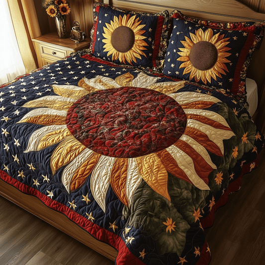 Patriotic Flower 3-Piece Quilted Bedding Set NCU0TH2090