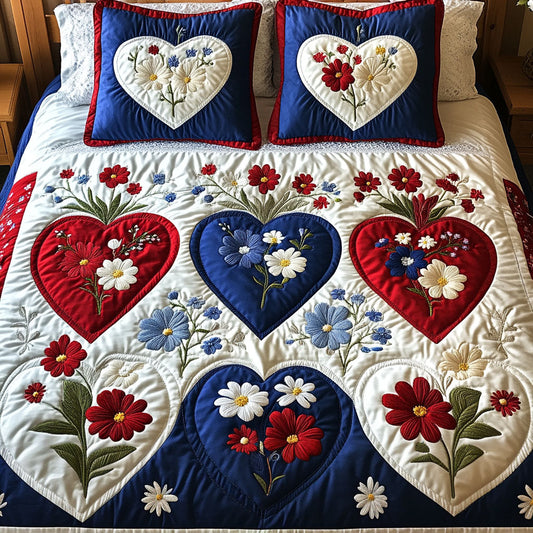 Patriotic Heartscape 3-Piece Quilted Bedding Set NCU0PTT181