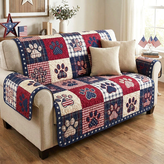 Patriotic Pawprint Quilted Sofa Cover NCU0NTV1065