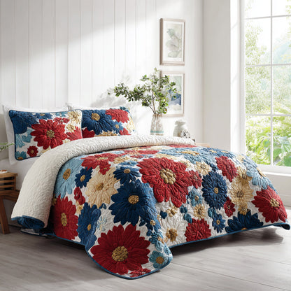Patriotic Petal Bloom 3-Piece Quilted Bedding Set NCU0PVL831