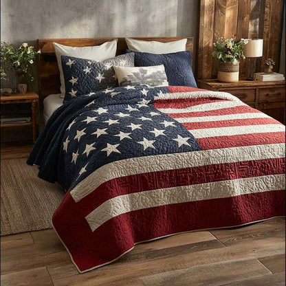 Patriotic Prairie Star 3-Piece Quilted Bedding Set NCU0DQQ0293